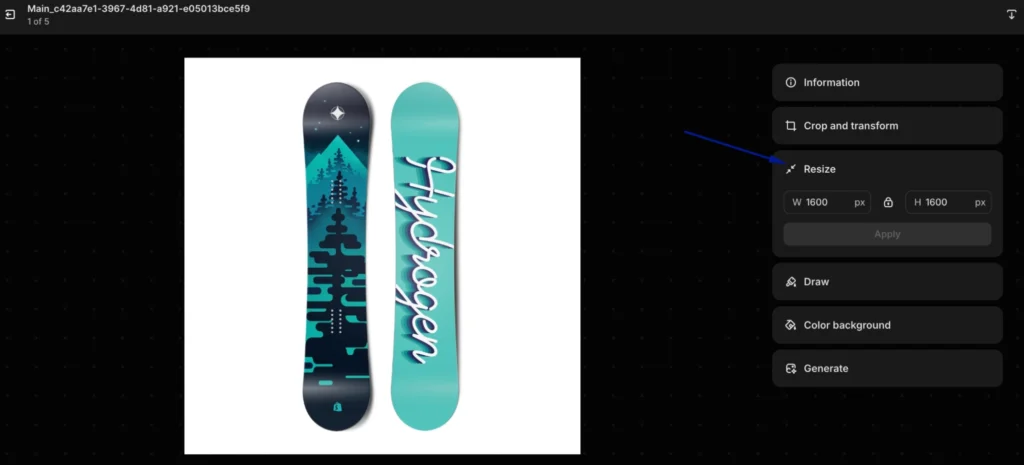 Resing images before uploading to Shopify